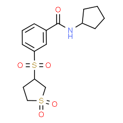 ChemSpider 2D Image | N-Cyclopentyl-3-[(1,1-dioxidotetrahydro-3-thiophenyl)sulfonyl]benzamide | C16H21NO5S2