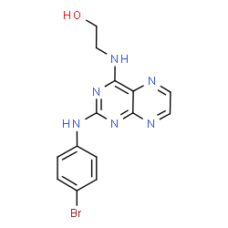 ChemSpider 2D Image | 2-({2-[(4-Bromophenyl)amino]-4-pteridinyl}amino)ethanol | C14H13BrN6O