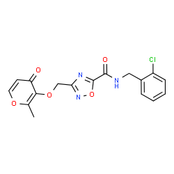ChemSpider 2D Image | N-(2-Chlorobenzyl)-3-{[(2-methyl-4-oxo-4H-pyran-3-yl)oxy]methyl}-1,2,4-oxadiazole-5-carboxamide | C17H14ClN3O5