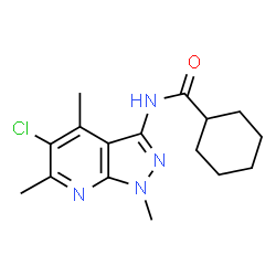 ChemSpider 2D Image | N-(5-Chloro-1,4,6-trimethyl-1H-pyrazolo[3,4-b]pyridin-3-yl)cyclohexanecarboxamide | C16H21ClN4O
