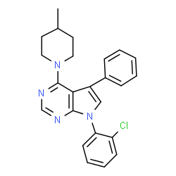 ChemSpider 2D Image | 7-(2-Chlorophenyl)-4-(4-methyl-1-piperidinyl)-5-phenyl-7H-pyrrolo[2,3-d]pyrimidine | C24H23ClN4
