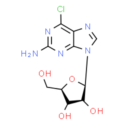 ChemSpider 2D Image | 6-Chloro-9-(beta-D-erythro-pentofuranosyl)-9H-purin-2-amine | C10H12ClN5O4
