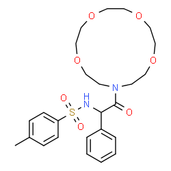 ChemSpider 2D Image | 4-Methyl-N-[2-oxo-1-phenyl-2-(1,4,7,10-tetraoxa-13-azacyclopentadecan-13-yl)ethyl]benzenesulfonamide | C25H34N2O7S