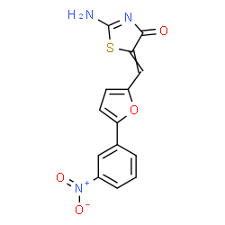 ChemSpider 2D Image | 2-Amino-5-{[5-(3-nitrophenyl)-2-furyl]methylene}-1,3-thiazol-4(5H)-one | C14H9N3O4S