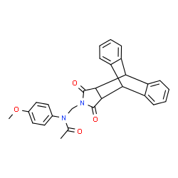 ChemSpider 2D Image | N-[(16,18-Dioxo-17-azapentacyclo[6.6.5.0~2,7~.0~9,14~.0~15,19~]nonadeca-2,4,6,9,11,13-hexaen-17-yl)methyl]-N-(4-methoxyphenyl)acetamide | C28H24N2O4