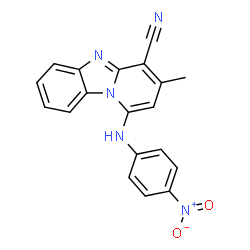 ChemSpider 2D Image | 3-Methyl-1-[(4-nitrophenyl)amino]pyrido[1,2-a]benzimidazole-4-carbonitrile | C19H13N5O2