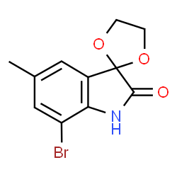 ChemSpider 2D Image | 7'-Bromo-5'-methylspiro[1,3-dioxolane-2,3'-indol]-2'(1'H)-one | C11H10BrNO3
