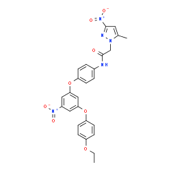 ChemSpider 2D Image | N-{4-[3-(4-Ethoxyphenoxy)-5-nitrophenoxy]phenyl}-2-(5-methyl-3-nitro-1H-pyrazol-1-yl)acetamide | C26H23N5O8