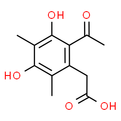 ChemSpider 2D Image | (2-Acetyl-3,5-dihydroxy-4,6-dimethylphenyl)acetic acid | C12H14O5