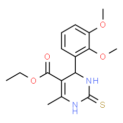 ChemSpider 2D Image | Ethyl 4-(2,3-dimethoxyphenyl)-6-methyl-2-thioxo-1,2,3,4-tetrahydro-5-pyrimidinecarboxylate | C16H20N2O4S