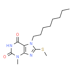 ChemSpider 2D Image | 3-Methyl-8-(methylsulfanyl)-7-octyl-3,7-dihydro-1H-purine-2,6-dione | C15H24N4O2S