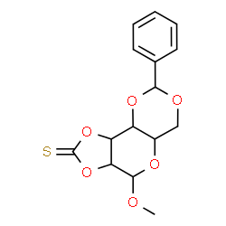 ChemSpider 2D Image | 4-Methoxy-8-phenylhexahydro[1,3]dioxolo[4,5]pyrano[3,2-d][1,3]dioxine-2-thione | C15H16O6S