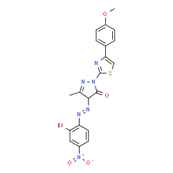 ChemSpider 2D Image | 4-[(E)-(2-Bromo-4-nitrophenyl)diazenyl]-2-[4-(4-methoxyphenyl)-1,3-thiazol-2-yl]-5-methyl-2,4-dihydro-3H-pyrazol-3-one | C20H15BrN6O4S