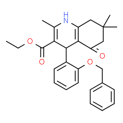 ChemSpider 2D Image | Ethyl 4-[2-(benzyloxy)phenyl]-2,7,7-trimethyl-5-oxo-1,4,5,6,7,8-hexahydro-3-quinolinecarboxylate | C28H31NO4