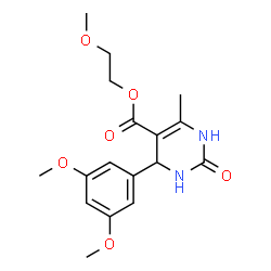 ChemSpider 2D Image | 2-Methoxyethyl 4-(3,5-dimethoxyphenyl)-6-methyl-2-oxo-1,2,3,4-tetrahydro-5-pyrimidinecarboxylate | C17H22N2O6