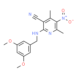 ChemSpider 2D Image | 2-[(3,5-Dimethoxybenzyl)amino]-4,6-dimethyl-5-nitronicotinonitrile | C17H18N4O4