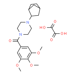 ChemSpider 2D Image | [4-(Bicyclo[2.2.1]hept-2-yl)-1-piperazinyl](3,4,5-trimethoxyphenyl)methanone ethanedioate (1:1) | C23H32N2O8