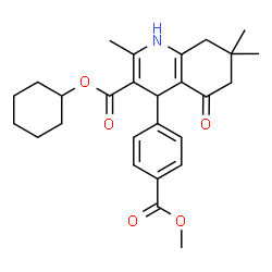 ChemSpider 2D Image | Cyclohexyl 4-[4-(methoxycarbonyl)phenyl]-2,7,7-trimethyl-5-oxo-1,4,5,6,7,8-hexahydro-3-quinolinecarboxylate | C27H33NO5