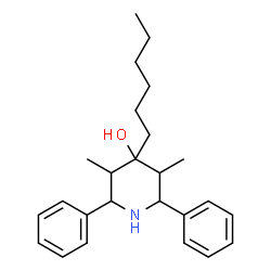 ChemSpider 2D Image | 4-Hexyl-3,5-dimethyl-2,6-diphenyl-4-piperidinol | C25H35NO