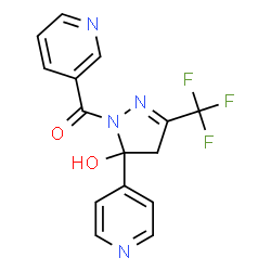 ChemSpider 2D Image | 5-(4-pyridinyl)-1-(3-pyridinylcarbonyl)-3-(trifluoromethyl)-4,5-dihydro-1H-pyrazol-5-ol | C15H11F3N4O2