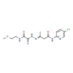 ChemSpider 2D Image | N-(5-Chloro-pyridin-2-yl)-3-[(2-methoxy-ethylaminooxalyl)-hydrazono]-butyramide | C14H18ClN5O4