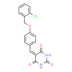 ChemSpider 2D Image | 5-{4-[(2-Chlorobenzyl)oxy]benzylidene}-2,4,6(1H,3H,5H)-pyrimidinetrione | C18H13ClN2O4