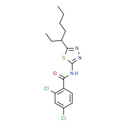 ChemSpider 2D Image | 2,4-Dichloro-N-[5-(3-heptanyl)-1,3,4-thiadiazol-2-yl]benzamide | C16H19Cl2N3OS