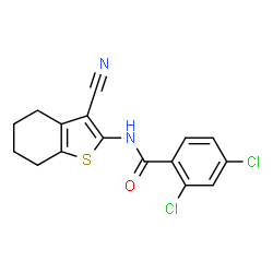 ChemSpider 2D Image | 2,4-Dichloro-N-(3-cyano-4,5,6,7-tetrahydro-1-benzothiophen-2-yl)benzamide | C16H12Cl2N2OS