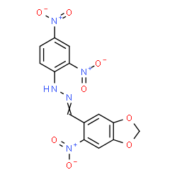 ChemSpider 2D Image | 1-(2,4-Dinitrophenyl)-2-[(6-nitro-1,3-benzodioxol-5-yl)methylene]hydrazine | C14H9N5O8