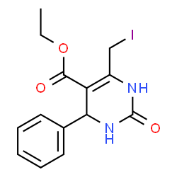 ChemSpider 2D Image | Ethyl 6-(iodomethyl)-2-oxo-4-phenyl-1,2,3,4-tetrahydro-5-pyrimidinecarboxylate | C14H15IN2O3
