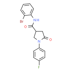 ChemSpider 2D Image | N-(2-Bromophenyl)-1-(4-fluorophenyl)-5-oxo-3-pyrrolidinecarboxamide | C17H14BrFN2O2