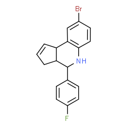 ChemSpider 2D Image | 8-Bromo-4-(4-fluorophenyl)-3a,4,5,9b-tetrahydro-3H-cyclopenta[c]quinoline | C18H15BrFN