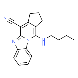 ChemSpider 2D Image | 4-Butylamino-2,3-dihydro-1H-4a,9-diaza-cyclopenta[b]fluorene-10-carbonitrile | C19H20N4