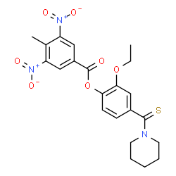 ChemSpider 2D Image | 2-Ethoxy-4-(1-piperidinylcarbonothioyl)phenyl 4-methyl-3,5-dinitrobenzoate | C22H23N3O7S