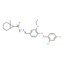 ChemSpider 2D Image | N'-{4-[(2,4-Dichlorobenzyl)oxy]-3-ethoxybenzylidene}-1-methylbicyclo[4.1.0]heptane-7-carbohydrazide | C25H28Cl2N2O3