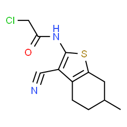ChemSpider 2D Image | 2-Chloro-N-(3-cyano-6-methyl-4,5,6,7-tetrahydro-1-benzothien-2-yl)acetamide | C12H13ClN2OS