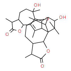 ChemSpider 2D Image | 12,16-Dihydroxy-3,8,12,17,19,23-hexamethyl-6,18,25-trioxaoctacyclo[13.11.1.0~1,17~.0~2,14~.0~4,13~.0~5,9~.0~19,27~.0~22,26~]heptacos-3-ene-7,24-dione | C30H40O7