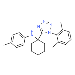 ChemSpider 2D Image | {1-[1-(2,6-Dimethyl-phenyl)-1H-tetrazol-5-yl]-cyclohexyl}-p-tolyl-amine | C22H27N5