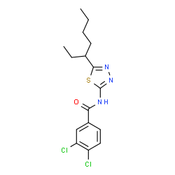 ChemSpider 2D Image | 3,4-Dichloro-N-[5-(3-heptanyl)-1,3,4-thiadiazol-2-yl]benzamide | C16H19Cl2N3OS