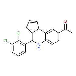 ChemSpider 2D Image | 1-[4-(2,3-Dichlorophenyl)-3a,4,5,9b-tetrahydro-3H-cyclopenta[c]quinolin-8-yl]ethanone | C20H17Cl2NO