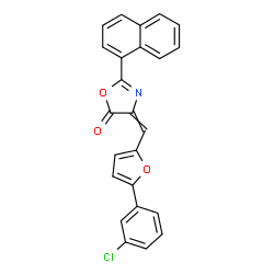 ChemSpider 2D Image | 4-{[5-(3-Chlorophenyl)-2-furyl]methylene}-2-(1-naphthyl)-1,3-oxazol-5(4H)-one | C24H14ClNO3