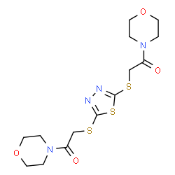 ChemSpider 2D Image | 2,2'-(1,3,4-Thiadiazole-2,5-diyldisulfanediyl)bis[1-(4-morpholinyl)ethanone] | C14H20N4O4S3