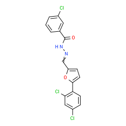 ChemSpider 2D Image | 3-Chloro-N'-{[5-(2,4-dichlorophenyl)-2-furyl]methylene}benzohydrazide | C18H11Cl3N2O2