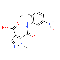 ChemSpider 2D Image | 5-[(2-Methoxy-5-nitrophenyl)carbamoyl]-1-methyl-1H-pyrazole-4-carboxylic acid | C13H12N4O6