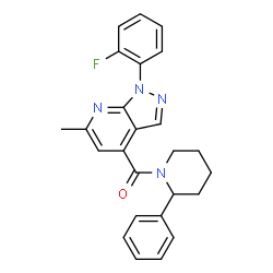 ChemSpider 2D Image | [1-(2-Fluorophenyl)-6-methyl-1H-pyrazolo[3,4-b]pyridin-4-yl](2-phenyl-1-piperidinyl)methanone | C25H23FN4O