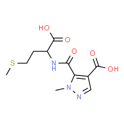 ChemSpider 2D Image | N-[(4-Carboxy-1-methyl-1H-pyrazol-5-yl)carbonyl]methionine | C11H15N3O5S