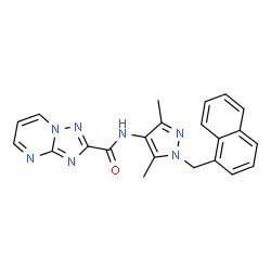 ChemSpider 2D Image | N-[3,5-Dimethyl-1-(1-naphthylmethyl)-1H-pyrazol-4-yl][1,2,4]triazolo[1,5-a]pyrimidine-2-carboxamide | C22H19N7O