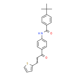 ChemSpider 2D Image | 4-(2-Methyl-2-propanyl)-N-{4-[3-(2-thienyl)acryloyl]phenyl}benzamide | C24H23NO2S