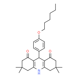 ChemSpider 2D Image | 9-[4-(Hexyloxy)phenyl]-3,3,6,6-tetramethyl-3,4,6,7,9,10-hexahydro-1,8(2H,5H)-acridinedione | C29H39NO3