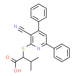 ChemSpider 2D Image | 2-[(3-cyano-4,6-diphenyl-2-pyridinyl)thio]-3-methylbutanoic acid | C23H20N2O2S